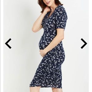 Motherhood Maternity Side Rouched Floral Dress